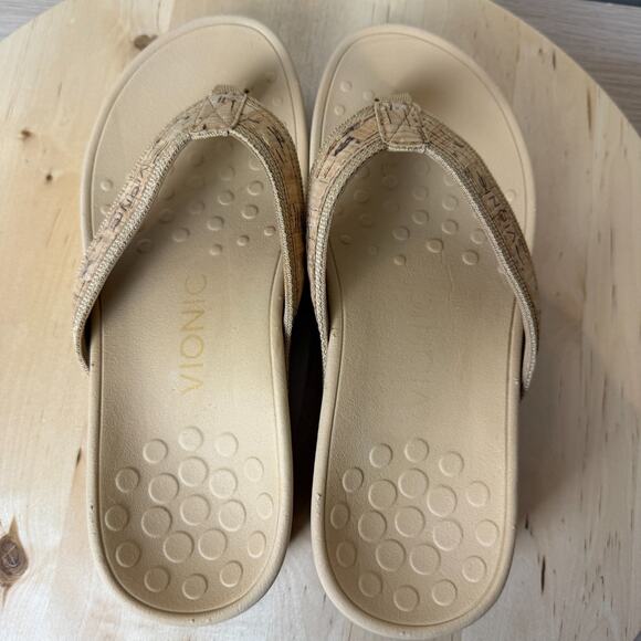 VIONIC Womens Pacific Hightide Platform Sandal Gold Cork Size 5 TVW4895 Comfort - Picture 10 of 14